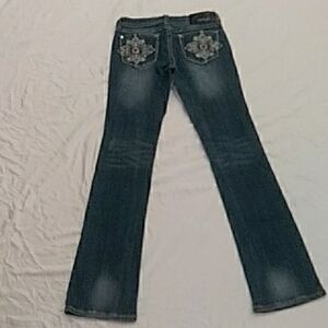 Grace Blue Flared Jeans with Ornate Back Pocket Embroidery